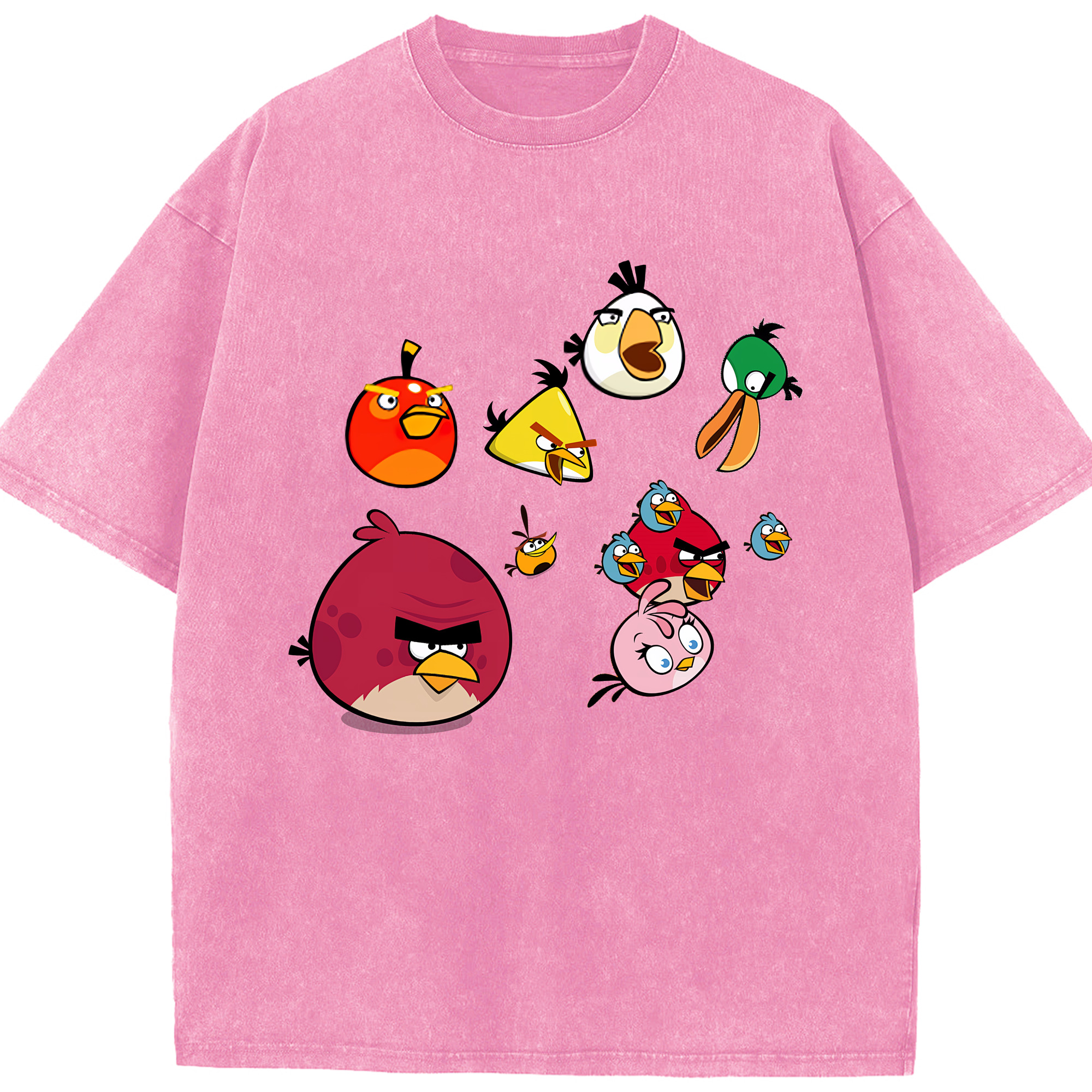 （画像用） Angry Birds アングリーバード 綿100% ヴィンテージ風 半袖Tシャツ（フロントプリント）